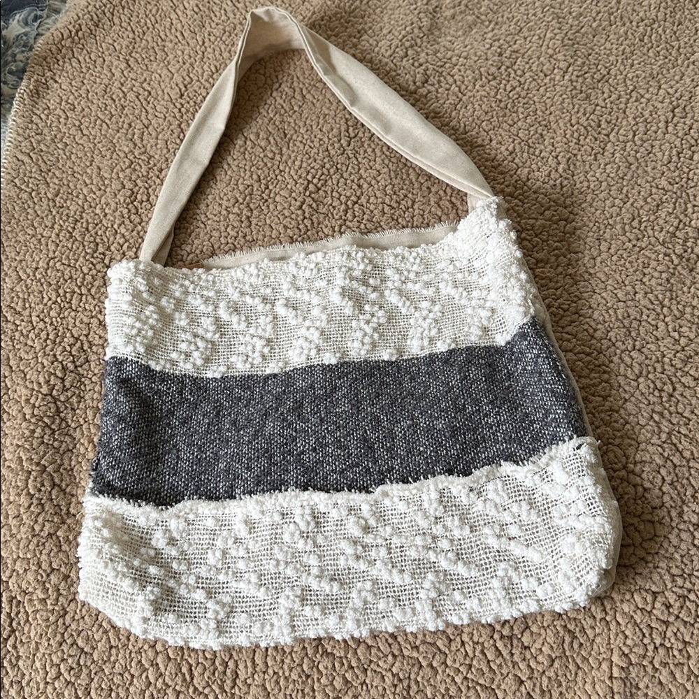 Crafter made shoulder hobo bag, 15 1/2 wide by 15 inches long with 3 pockets.